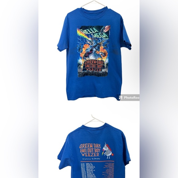 Weezer Green Day Fallout Boy Hella Mega Acid Washed Tour T-Shirt Size Medium - Picture 3 of 15
